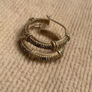 Marcasite Style Sterling  Silver Hoop Earrings